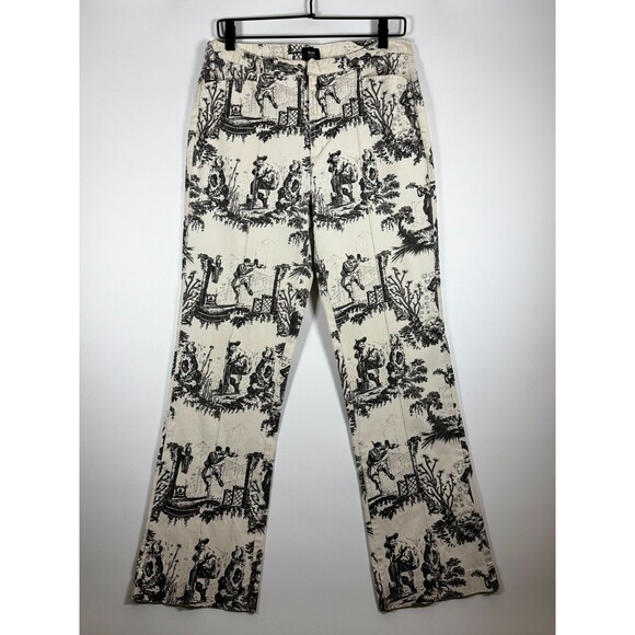 Mossimo Stretch Chino Pants Size 14 Black Ivory Toile Print Y2K - Picture 1 of 15
